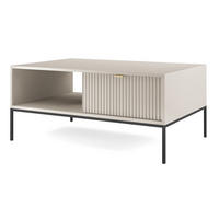 COUCHTISCH Kioto 104 cm in Kaschmir mit Schubladen und Metallbeinen - Kaschmir/Goldfarben, Holzwerkstoff/Metall (68/104/46cm) - Ravio