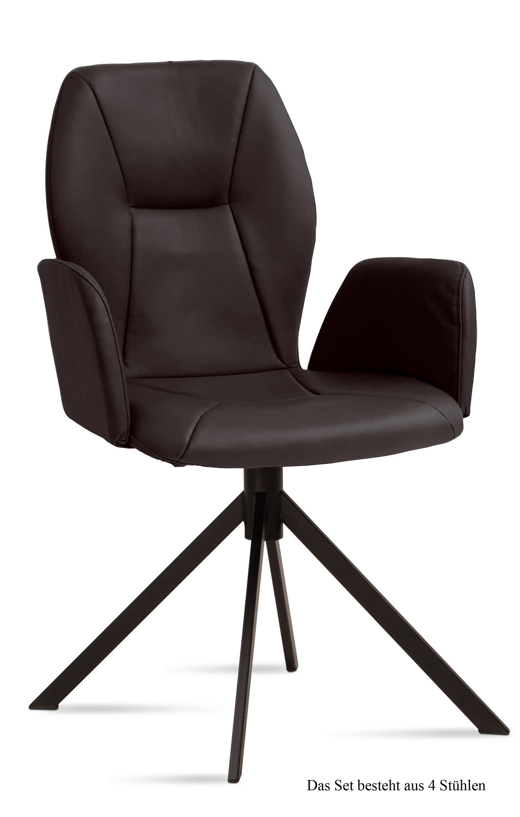 ARMLEHNSTUHL (4er-Set) Davita 58x92x60 Schwarz/Espresso - Dunkelbraun/Schwarz, Kunststoff (60/92/58cm) - 58aufmkessel