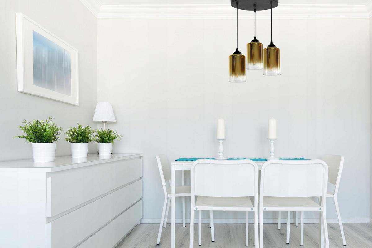 PENDELLEUCHTE GRAF - Transparent/Goldfarben, Glas/Metall (35/35/80cm) - kiki design