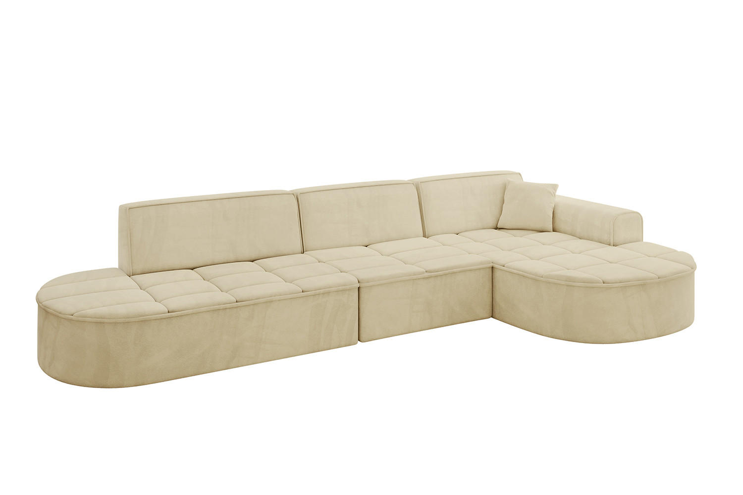 ECKSOFA Ottomane Rechts TARO-L2 - 328x171x79,5 cm Beige - Beige, Holzwerkstoff/Textil (328/171cm) - ALTDECOR