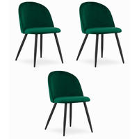 ESSZIMMERSTUHL 3-er Set BELLO grüner Sitz, schwarze Beine - Schwarz/Grün, Textil (46/76.5/42.5cm) - Valora