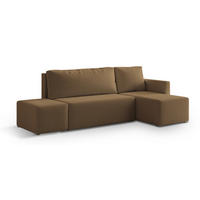 ECKSOFA VELOTTI R-S Orange Boucle-Stoff mit Schlaffunktion - Orange, Holz (261/143cm) - MASSENO