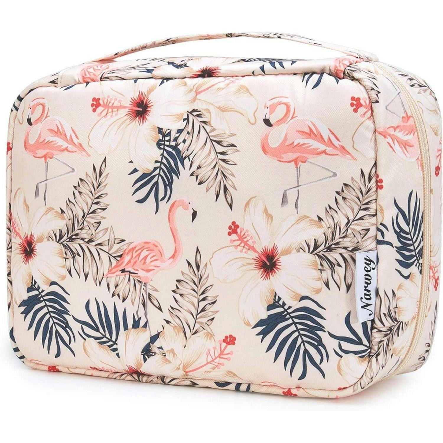 KULTURTASCHE mit Haken Beige Flamingo - Multicolor, Textil (5/1/5cm)
