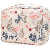 KULTURTASCHE mit Haken Beige Flamingo - Multicolor, Textil (5/1/5cm)