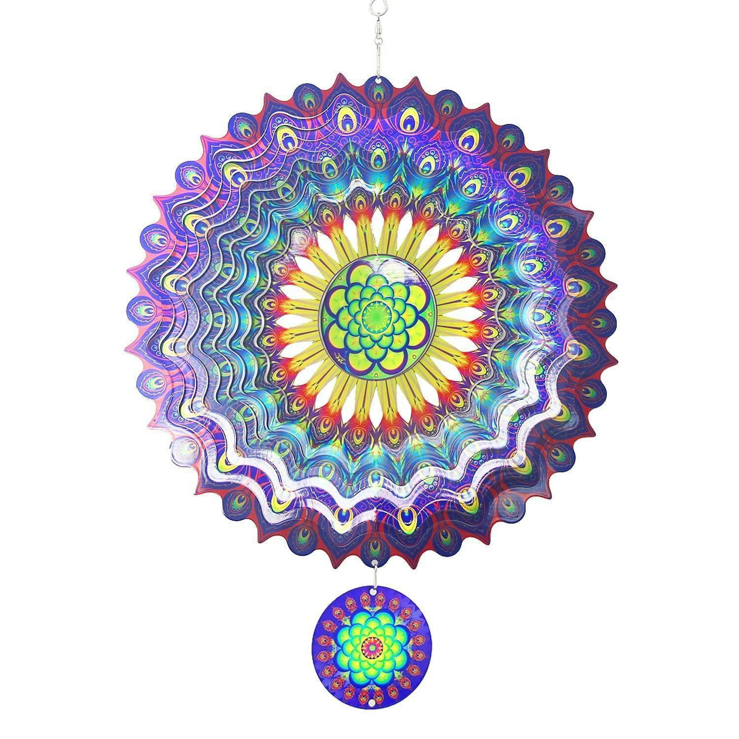 WINDSPIEL 3D Mandala Edelstahl 30 cm Lila - Multicolor, Metall (30.5/30.5/30.5cm)