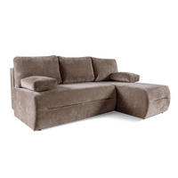 ECKSOFA mit Schlaffunktion LOFER - Chenille-Stoff Taupe - Rechtsseitig - Taupe, Textil (206/155cm) - Bettso