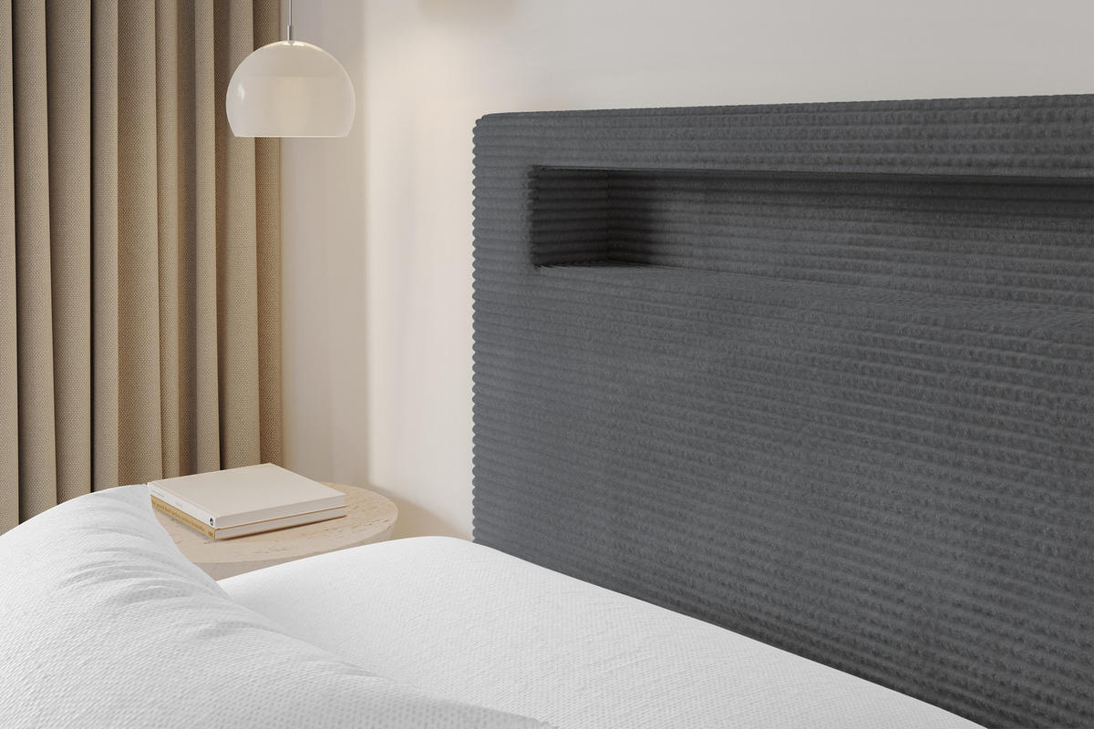 POLSTERBETT mit Bettkasten und Lattenrost, Boxbett ohne Matratze - GOLA 180x200 Dunkelgrau - Anthrazit, Holzwerkstoff/Textil (180/200cm) - ALTDECOR