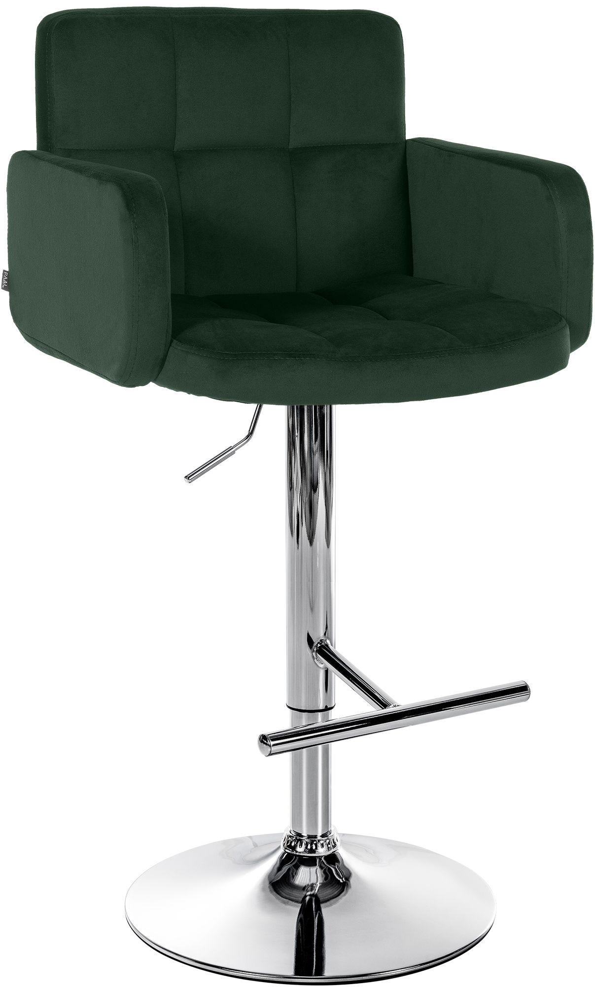 BARHOCKER Samt Dunkelgrün - Chromfarben/Dunkelgrün, Textil/Metall (60/93/56cm) - CLP