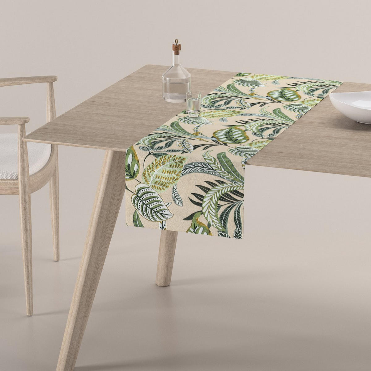 TISCHLÄUFER Tropical Island, grün und beige, 40x130 cm - Beige/Grün, Textil (40/130cm) - Dekoria
