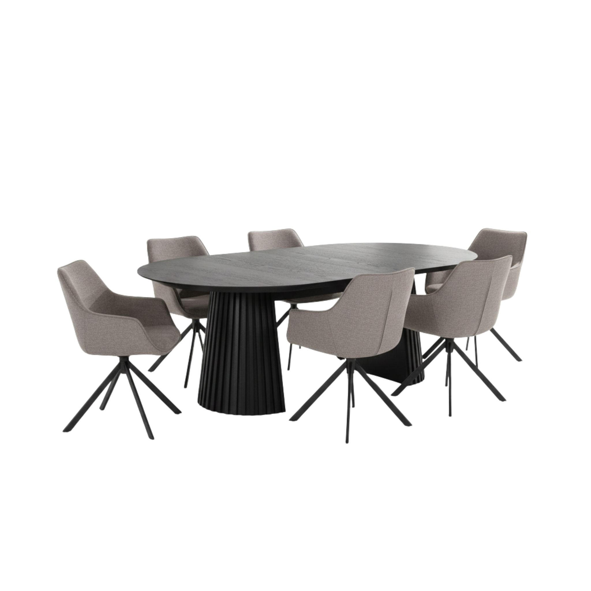 ESSZIMMER-SET San Carlo & Andria ausziehbar - Hellgrau/Schwarz, Holz/Metall (120/76/210cm) - Mr. Deko