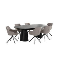 ESSZIMMER-SET San Carlo & Andria ausziehbar - Hellgrau/Schwarz, Holz/Metall (120/76/210cm) - Mr. Deko