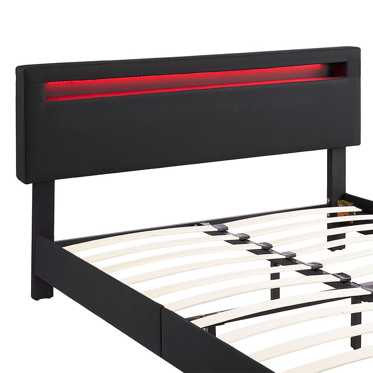 POLSTERBETT MIT LED LEXINGTON 140X200 CM - Schwarz, Textil (140/200cm) - CARO-Möbel