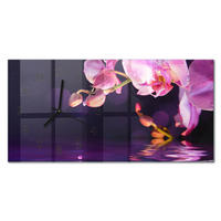 WANDUHR 60x30 cm - Feuerblume - Lila, Glas (60/30/0.4cm) - TULUP