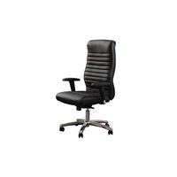 BÜROSTUHL ALEXIS Schwarz Leder Höhenverstellbar - Silberfarben/Schwarz, Leder/Metall (72/110/72cm) - KAWOLA