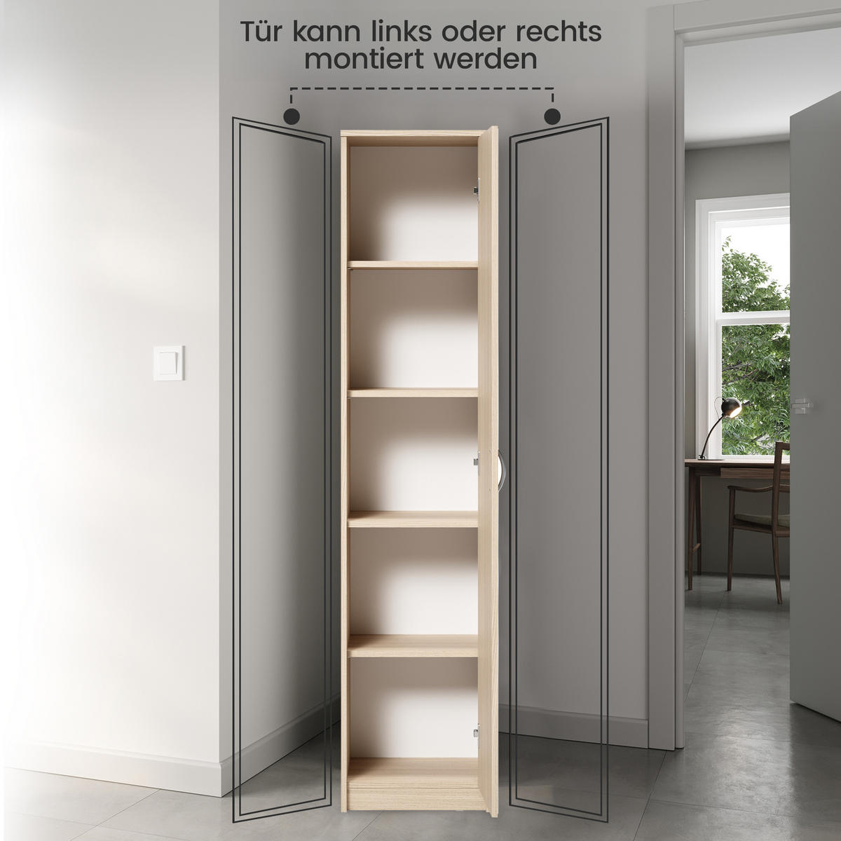 MEHRZWECKSCHRANK mit 4 Einlegeböden 50 cm Breite in sonoma - Sonoma Eiche, Holzwerkstoff (50/180/35cm) - Home Collective