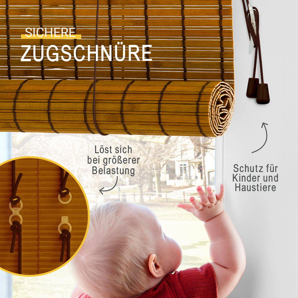 BAMBUSROLLO SolDecor BR7 80x160cm Bambus - Hellbraun, Holz (80/160cm) - Sol Royal