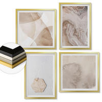WANDBILDER 4er Set - 50x50 cm & 40x60 cm Goldrahmen - Designabstraktion, Naturinspiration - Goldfarben, Kunststoff (50/50cm) - ArtPrintCave