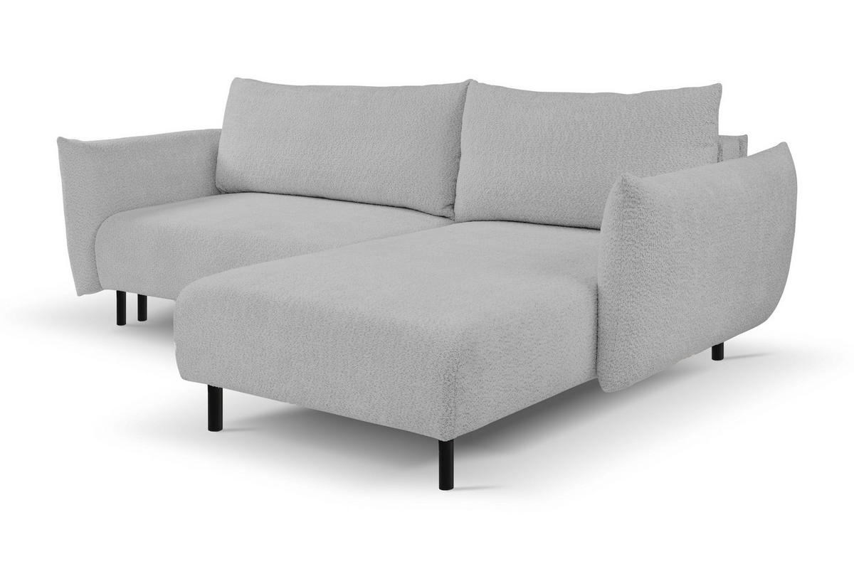 ECKSOFA ADEL mit Schlaffunktion und Bettkasten, L-förm, Metallbeine, verstellbar lose Rückenkissen, freistehend, RECHTS, 257x171x90 cm, Grey - Grau, Holz/Textil (257/171cm) - DomoHome