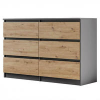 KOMMODE Lemon mit 6 Schubladen, 120 cm, Anthrazit+eiche Artisan - Anthrazit/Eiche Artisan, Holzwerkstoff (120/78/39cm) - Beautysofa