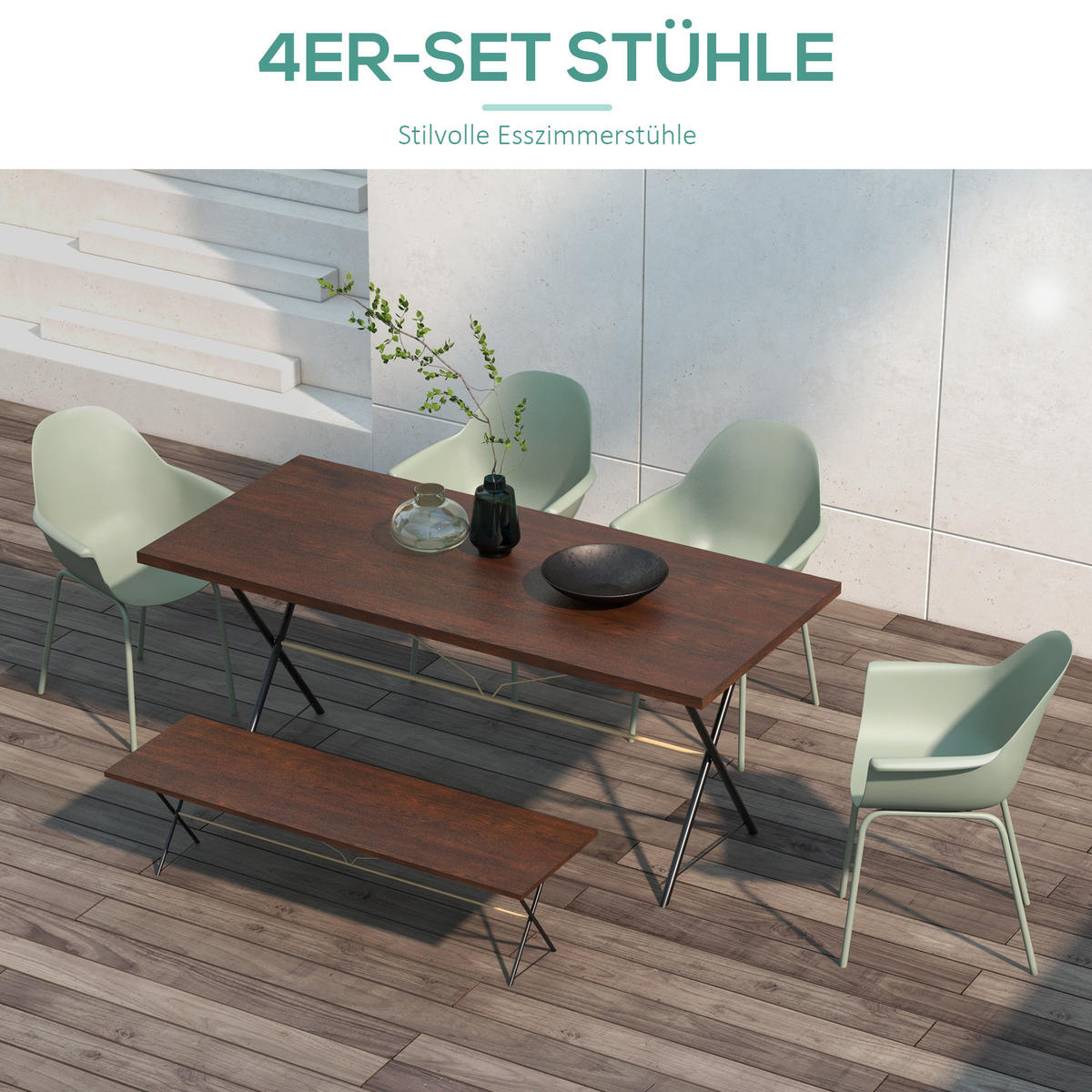 ESSZIMMERSTÜHLE 4er-Set Grün 59.0/55.0/84.0 cm - Grün, Metall (55/84/59cm)