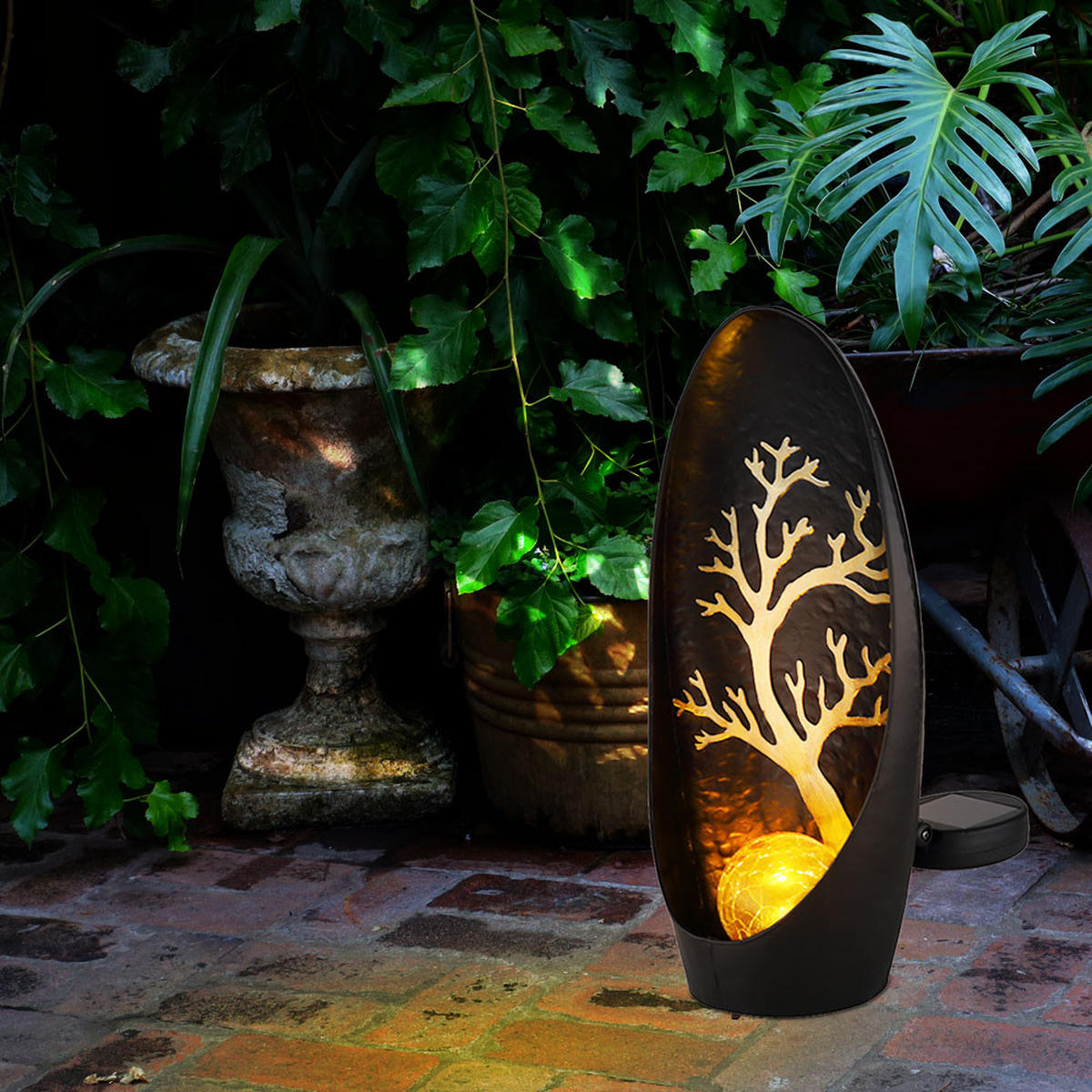 LED AUSSENLEUCHTE Baum Metall Schwarz - Schwarz, Glas (14/7/30cm) - Globo Lighting