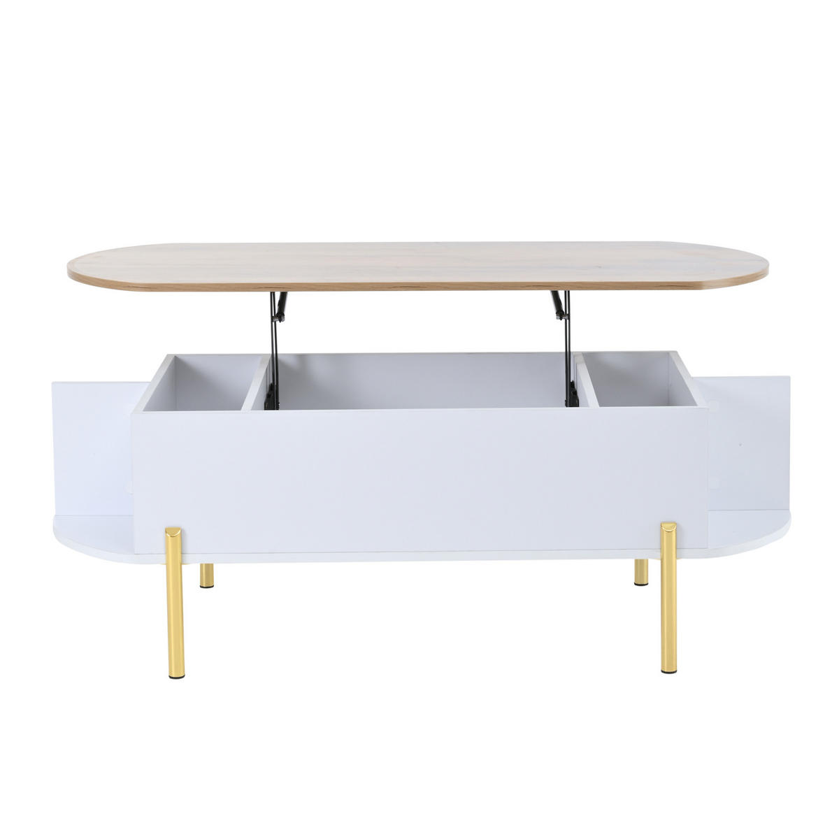 COUCHTISCH mit höhenverstellbarer Platte 120 x 50 cm Weiß - Weiß, Holz (120/50/43cm) - Meubliv
