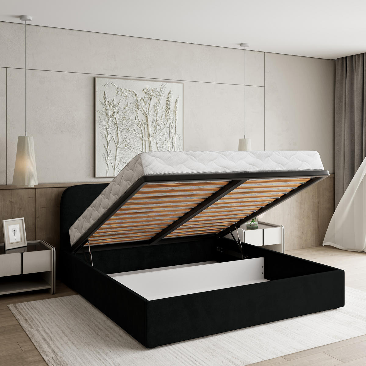 ČALOUNĚNÁ Postel RENIVE 160x200 cm Černá - černá, kompozitní dřevo/textil (160/200cm) - MASSENO