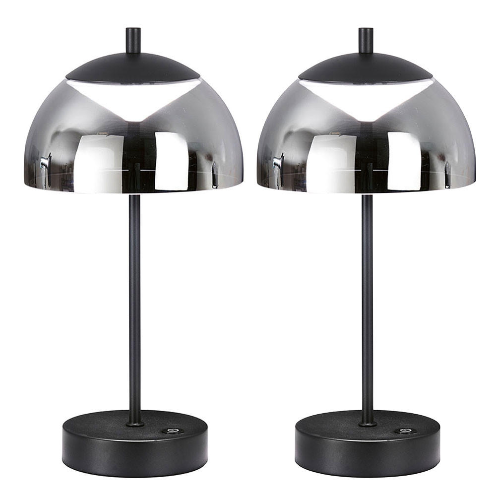 LED TISCHLEUCHTE Riva Rauchgrau 2er Set - Grau, Glas (18/18/35cm)