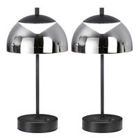 LED TISCHLEUCHTE Riva Rauchgrau 2er Set - Grau, Glas (18/18/35cm)