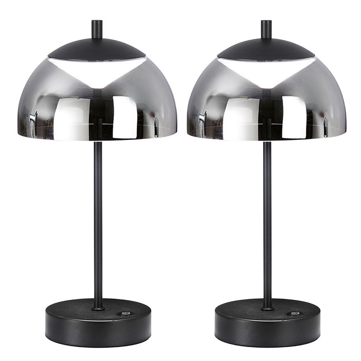 LED TISCHLEUCHTE Riva Rauchgrau 2er Set - Grau, Glas (18/18/35cm)