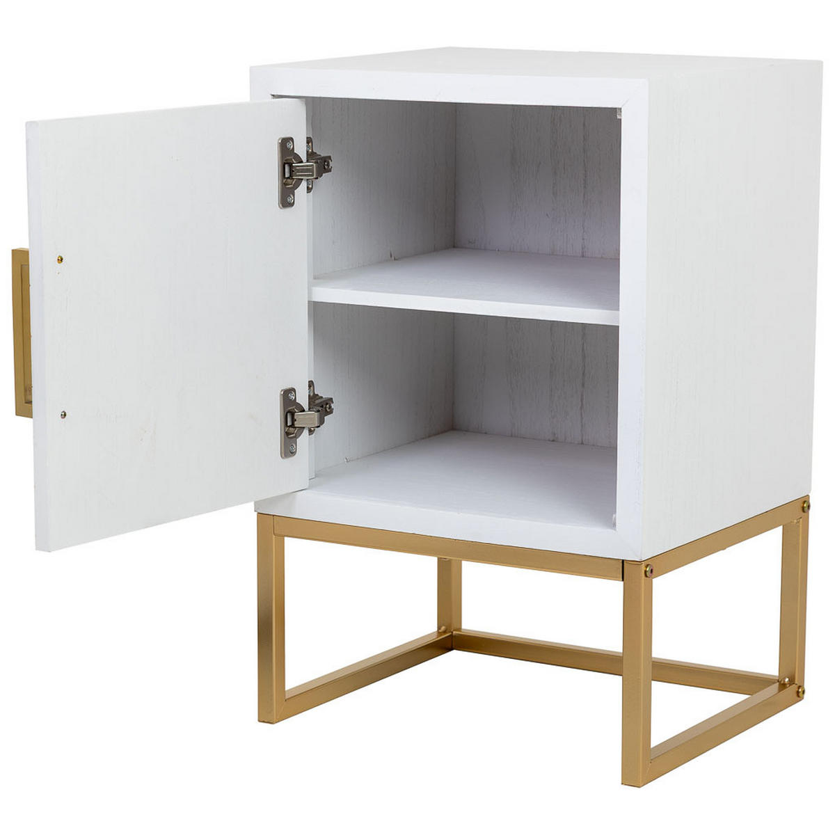 NACHTTISCH aus Metall und Holz, 40x35x61cm - Weiß, Holz (40/61/35cm) - Wanderlust