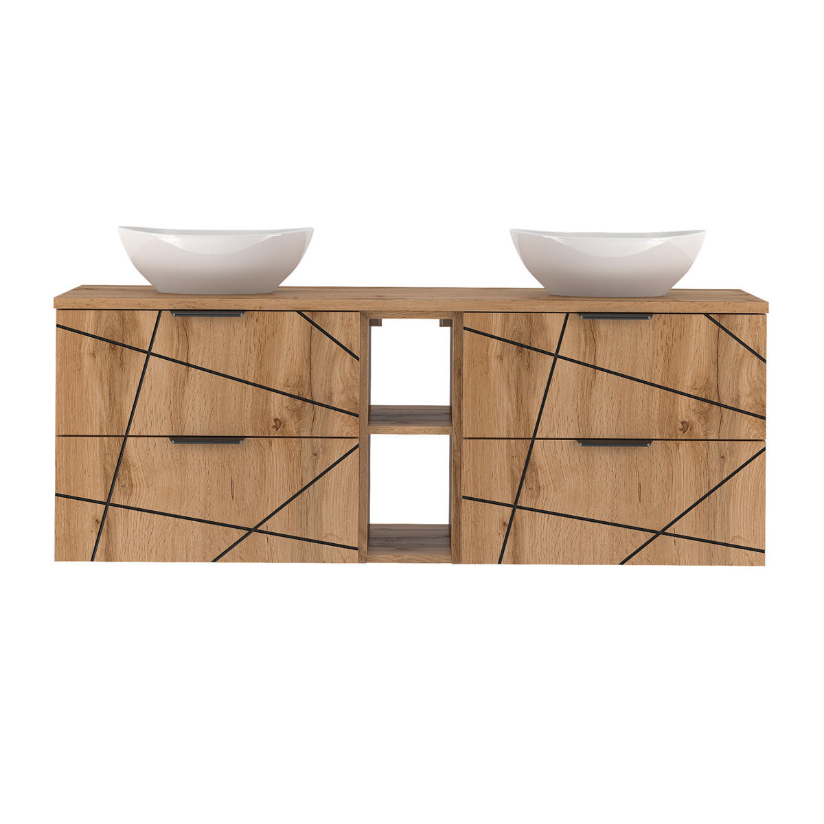 DOPPELWASCHTISCH 140.6cm Teren Holz - Braun, Holzwerkstoff (140.6/52.2/46.5cm) - Petits-meubles