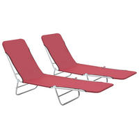 KLAPPLIEGEN 2 Stk. Stahl und Stoff Rot - Rot, Textil (56/24.5/182cm) - furnicato