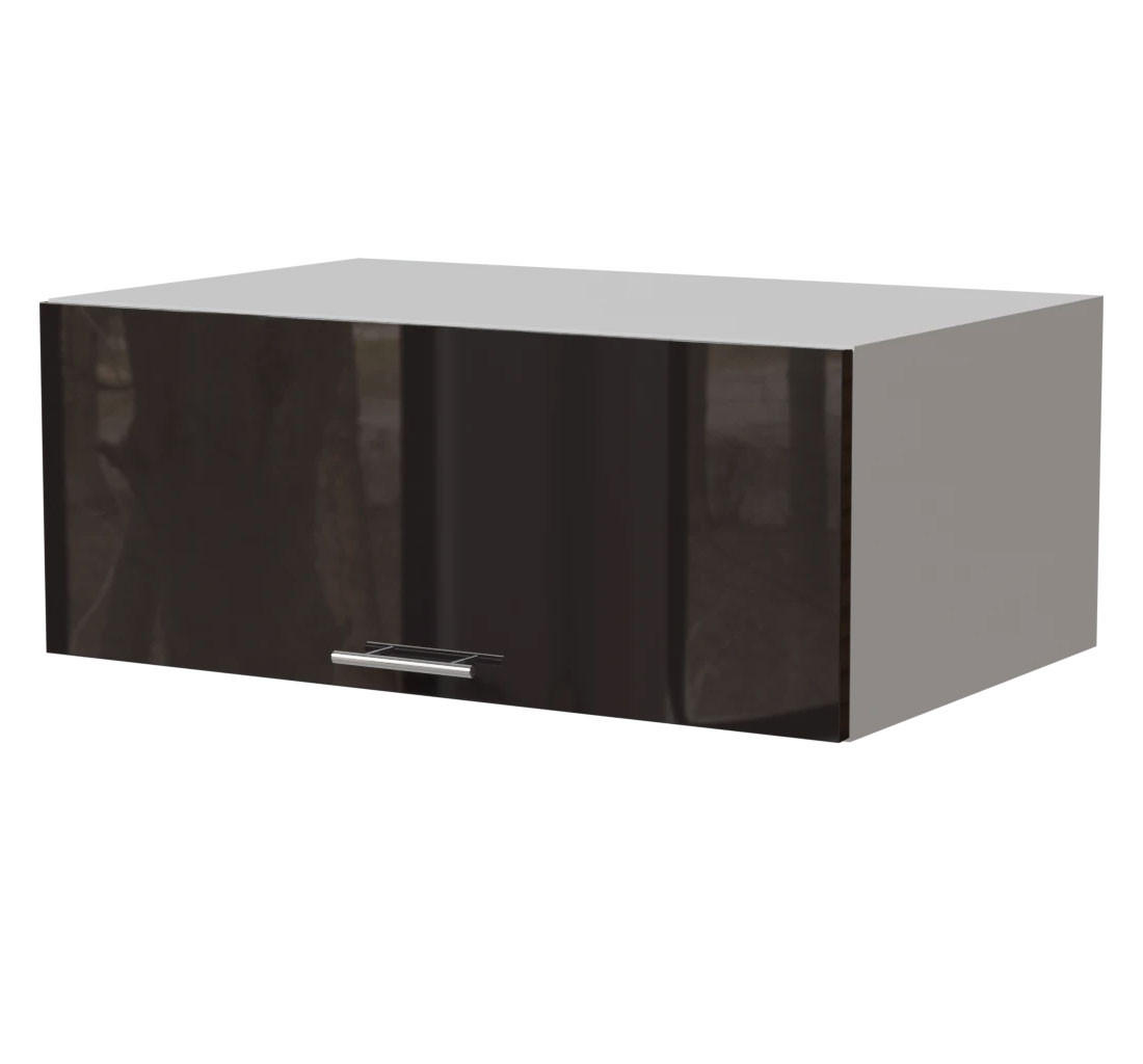 AUFSATZSCHRANK Essen W6B/90 Schwarz Hochglanz / Weiß Matt 90 / 59 / 36cm - Schwarz Hochglanz/Schwarz, Holz/Holzwerkstoff (90/36/59cm) - Feldmann-Wohnen