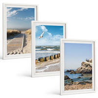 BILDER SET 3er Set - 40x60 cm Weißer Rahmen - Strand Holzsteg Klippen - Weiß, Kunststoff (40/60cm) - TULUP