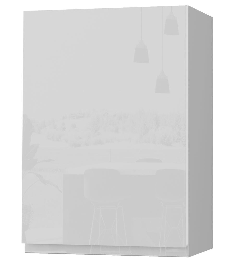 HÄNGESCHRANK Florence W2/50 Grau / RAL 9003 signalweiß HG 50 / 32,5 / 72cm - Türanschlag rechts - Weiß Hochglanz/Grau, Holz/Holzwerkstoff (50/72/32.5cm) - Feldmann-Wohnen