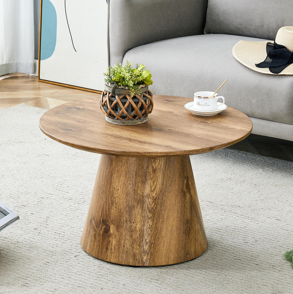 COUCHTISCH 60/35 cm in Holzoptik aus MDF mit rutschfesten Filzgleitern - Naturfarben, Holzwerkstoff (60/60/35cm) - OKMYHOME