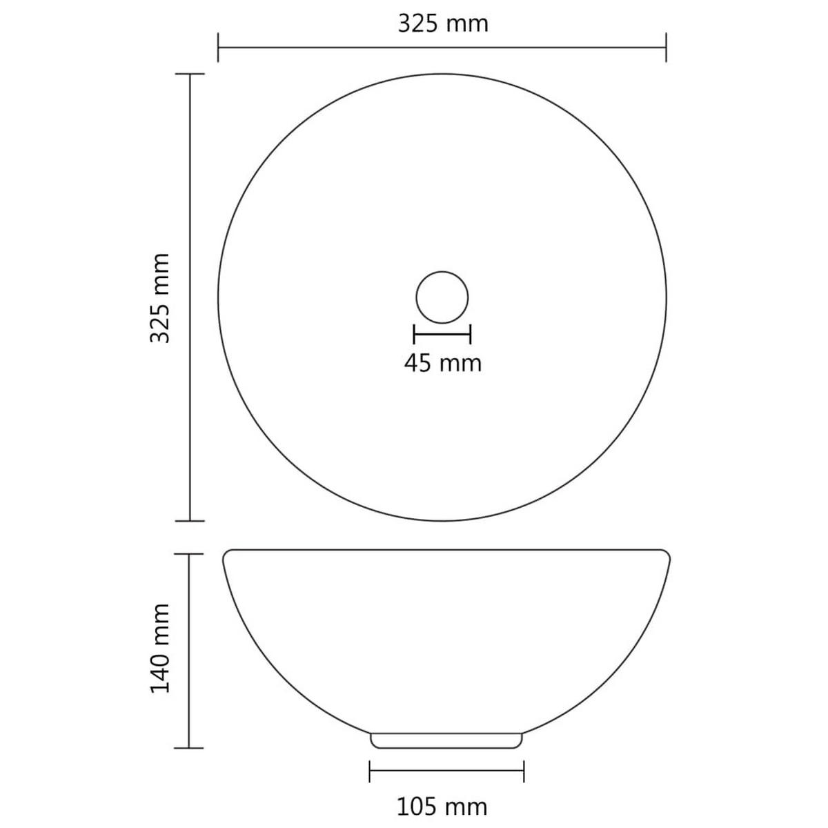 WASCHBECKEN Luxus Rund Matt Schwarz 32,5/14 Cm Keramik - Schwarz, Keramik (32.5/14/32.5cm) - vidaXL
