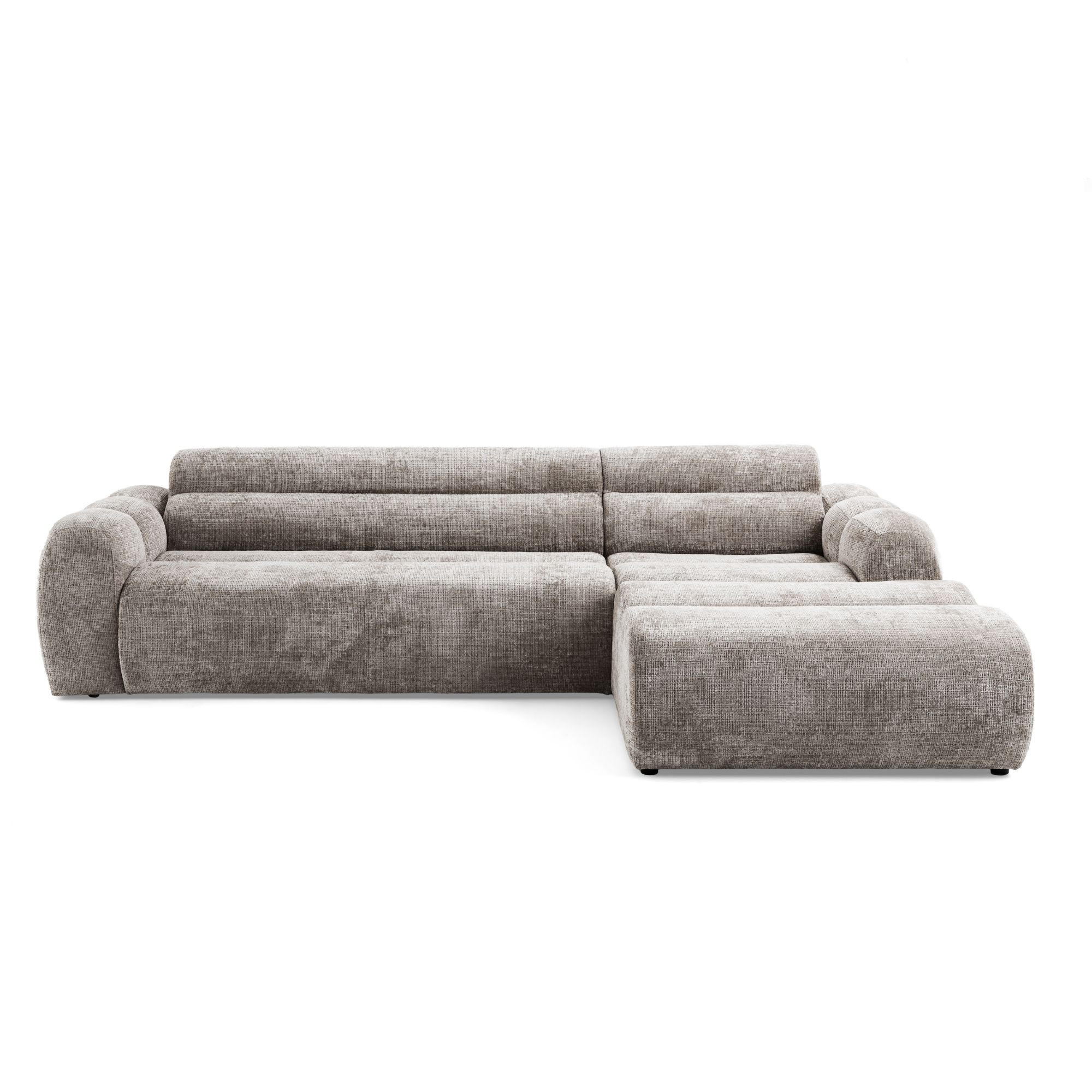 4-SITZER modulares Ecksofa VEER SET 1 Rechts, 298 x 175 cm, Chenille Webstoff Braun - Schwarz/Braun, Holz/Kunststoff (175/298cm) - Muffo