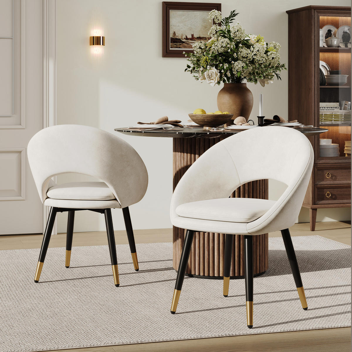ESSZIMMERSTÜHLE 4er Beige Samt modern bequem - Beige, Textil (59/77.5/59cm) - FLIEKS