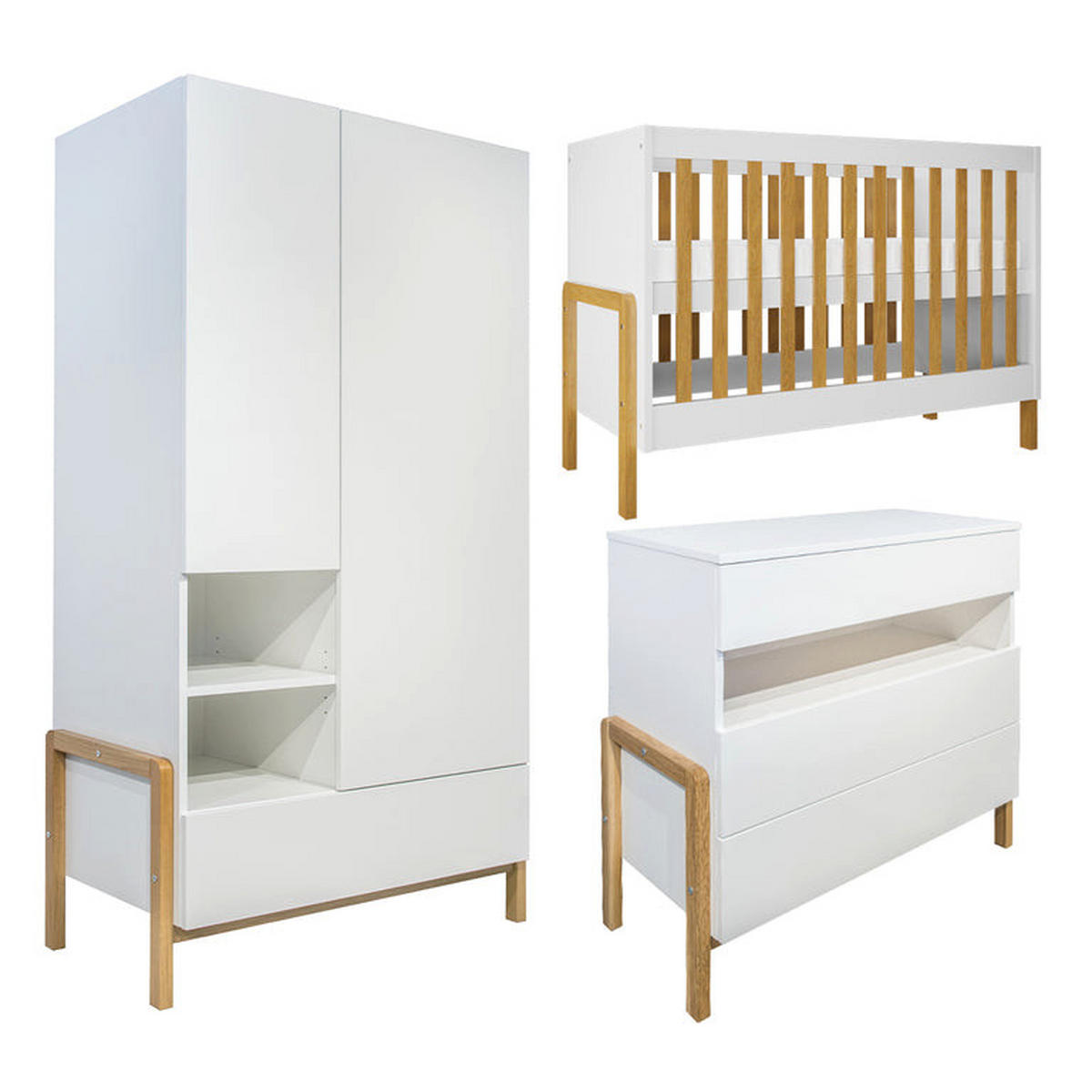 IZBA PRE BÁBÄTKO 3-dielny Biela a drevo - biela, kompozitné drevo (66/89/130cm) - Petits-meubles