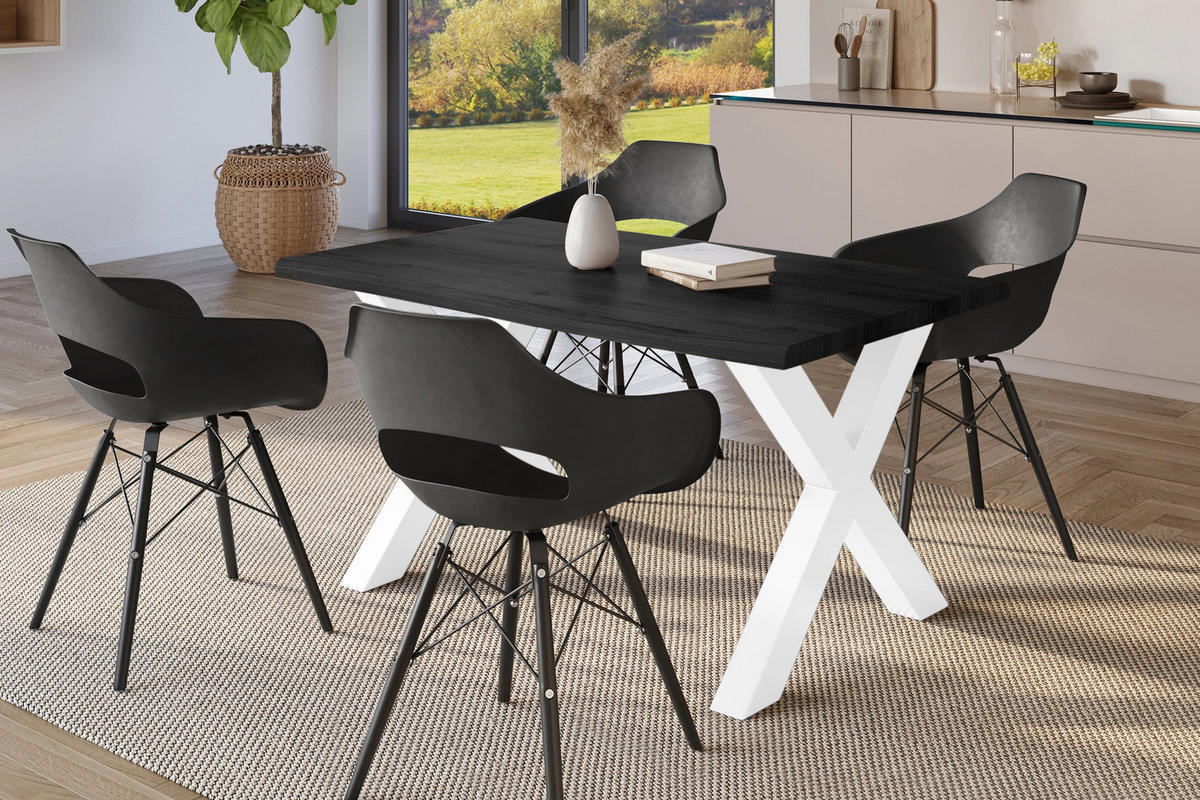 ESSTISCH JULIUS X - Dunkelgrau/Weiß, Holz (100/240/77cm) - SAM