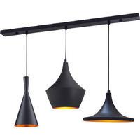 PENDELLEUCHTE Flammige Vintage Lampe x3 - Schwarz, Metall (80/80/60cm) - Bamyum