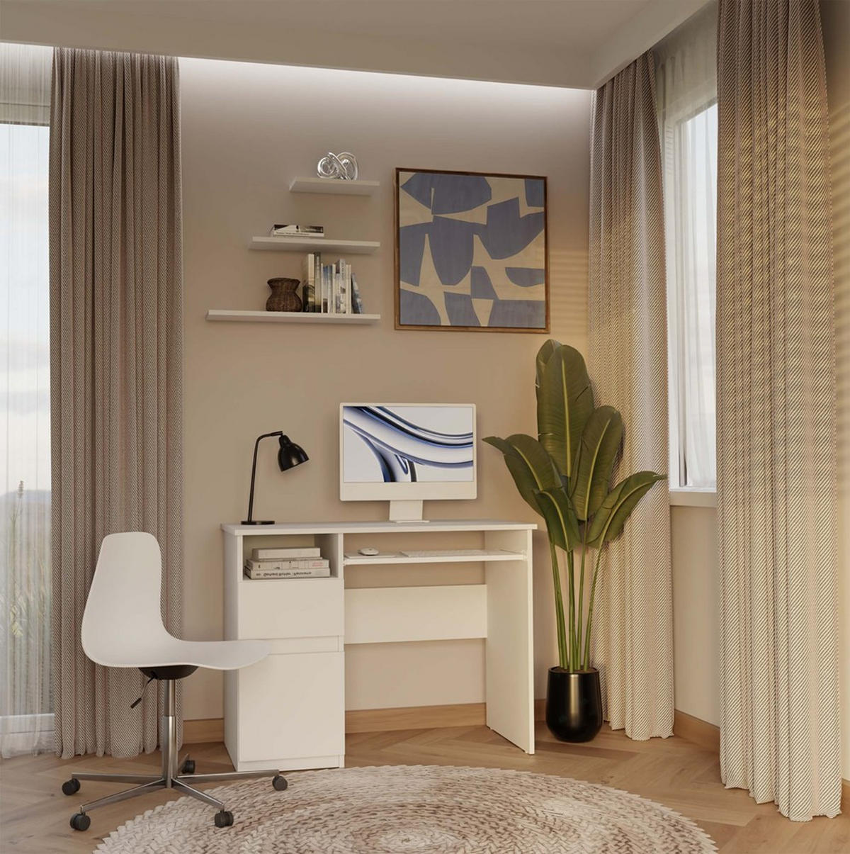 SCHREIBTISCH Weiß 98/75/51 - Weiß, Holzwerkstoff (51/98/75cm) - RAUMHIRSCH FURNITURE