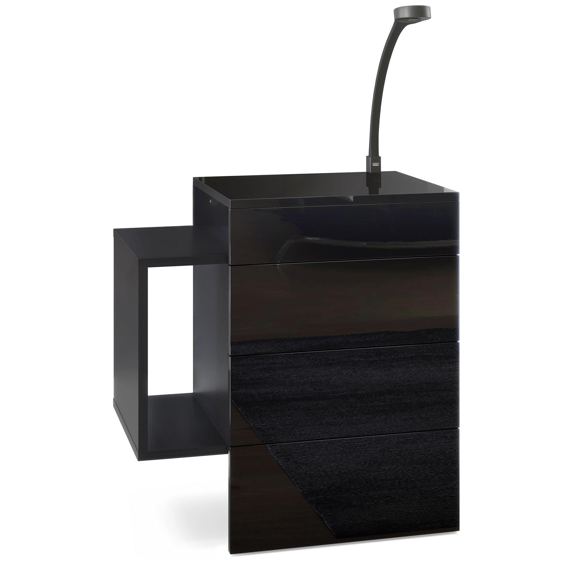 Vladon Nachttisch Schwarz Hochglanz 60x63x36 cm