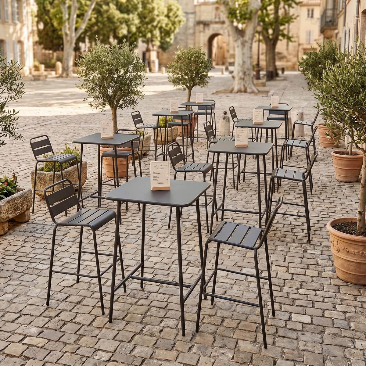 GARTENSET 3-tlg., Grau - Grau, Metall - Oviala
