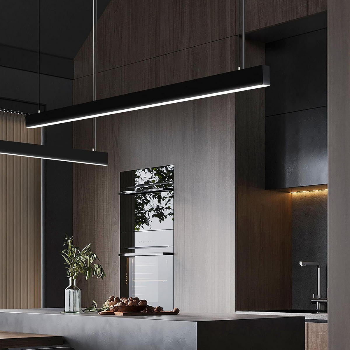 LED závěsné světlo Revord 106,5/7,5/3,3 cm - černá, kov (106.5/7.5/3.3cm) - Nettlife