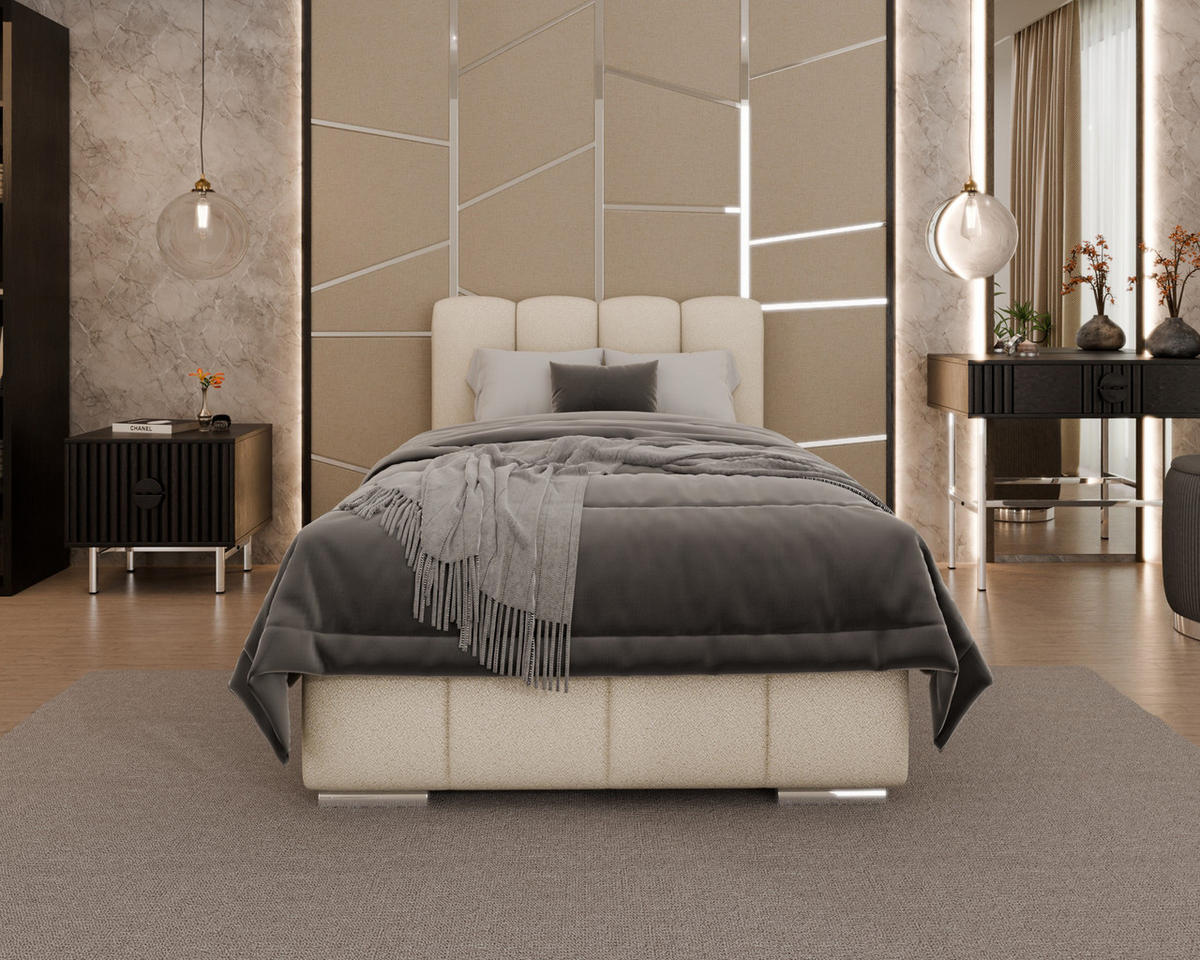POLSTERBETT Zaira 100x200cm – Elegantes Polsterbett für modernen Wohnstil , ohne matratze, beige - Beige, Holz (100/200cm) - Homesy