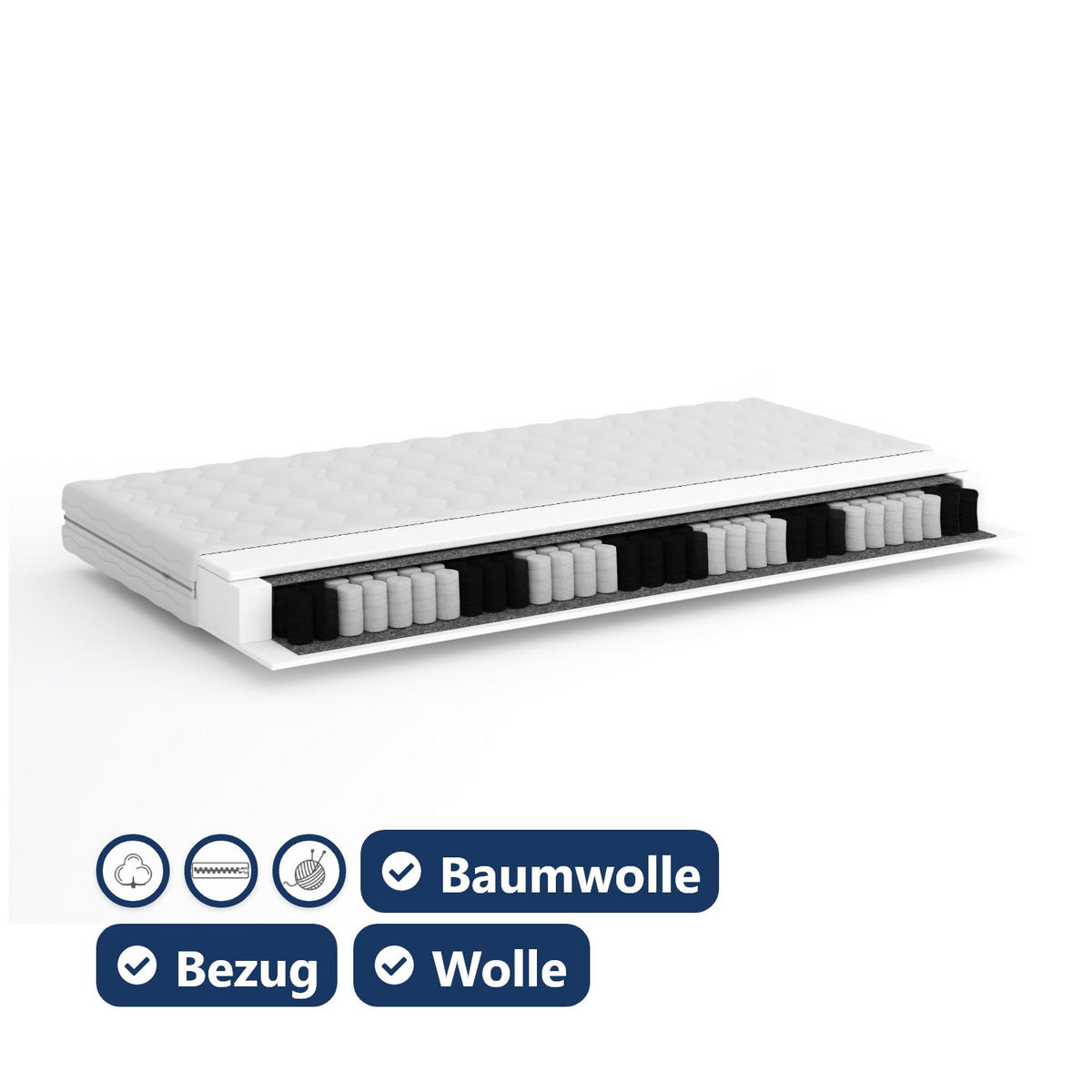 TASCHENFEDERKERNMATRATZE Anaba - Weiß, Kunststoff - Fedve