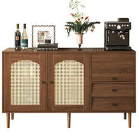 SIDEBOARD 130/40/75,5 cm in Holzfarbe mit Rattantüren und verstellbaren Böden - Eichefarben, Holzwerkstoff (130/75.5/40cm) - Flora Grace